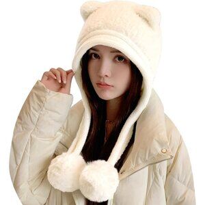 Women Baise Winter Sherpa Beanie Hats Knit Ear Flaps Peruvian Cover Ears
